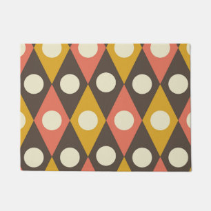 Mid Century Circles on Terracotta Mustard Diamonds Doormat
