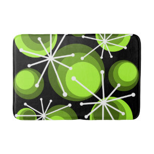 Mid Century Circles Starbursts Chartreuse Bath Mat