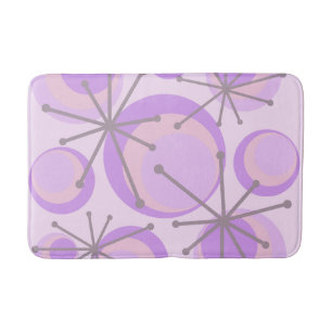 Mid Century Circles Starbursts Lavender Bath Mat