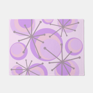 Mid Century Circles Starbursts Lavender Doormat