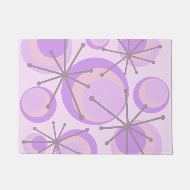 Mid Century Circles Starbursts Lavender Doormat (Front)