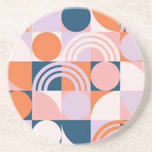 Mid-Century Circles Stripes: Geometric Pattern Coaster