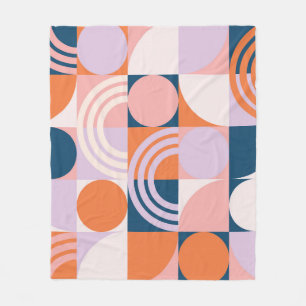 Mid-Century Circles Stripes: Geometric Pattern Fleece Blanket
