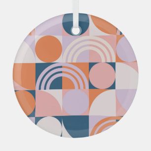 Mid-Century Circles Stripes: Geometric Pattern Glass Tree Decoration