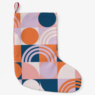 Mid-Century Circles Stripes: Geometric Pattern Small Christmas Stocking