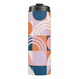 Mid-Century Circles Stripes: Geometric Pattern Thermal Tumbler