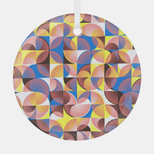 Mid-century circles, stripes, vintage tiles glass tree decoration