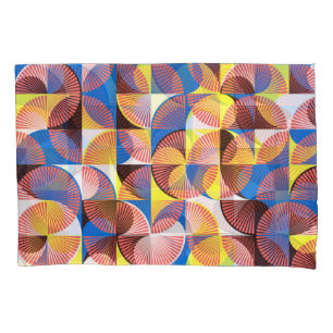 Mid-century circles, stripes, vintage tiles pillowcase