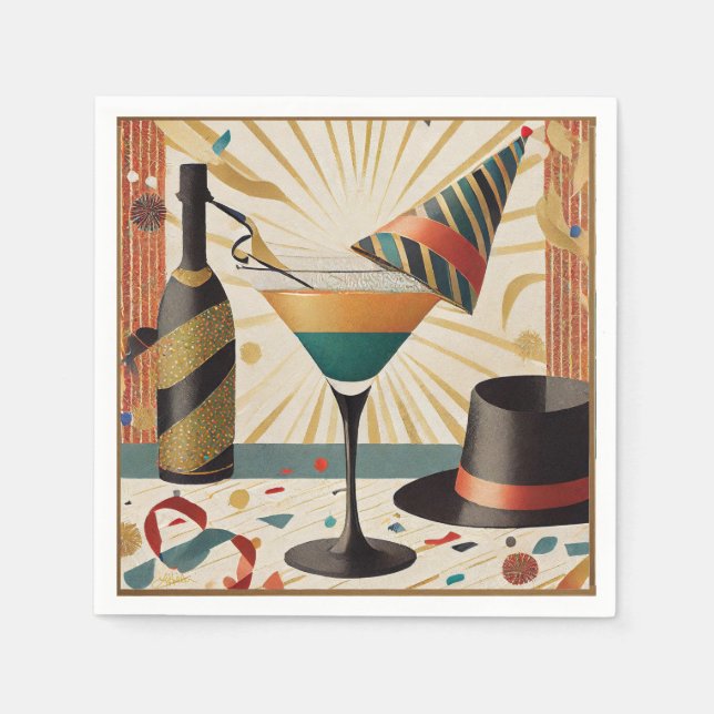 Mid-Century Cocktail Hour - New Years Eve Napkin (Front)