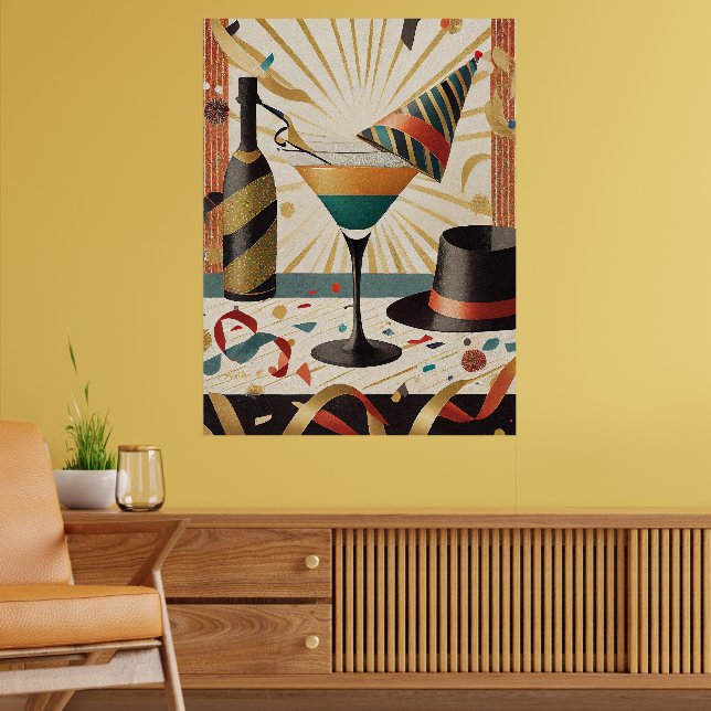 Mid-Century Cocktail Hour - New Years Eve Poster (Living Room 2)