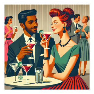 Mid Century Cocktail Party Couples - First Date Photo Print