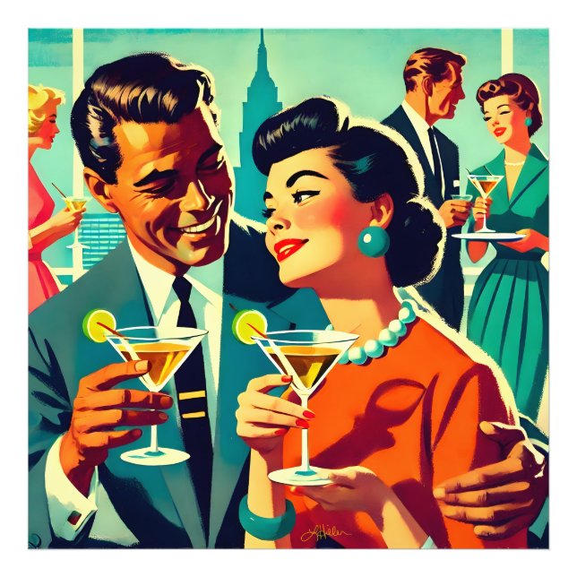 Mid Century Cocktail Party Couples - Mi Amor Photo Print (Front)