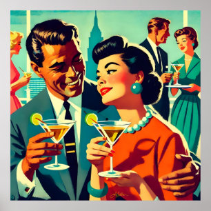 Mid Century Cocktail Party Couples - Mi Amor Poster