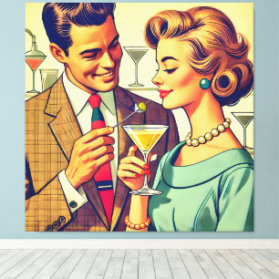 Mid Century Cocktail Party Couples - Temptation Canvas Print