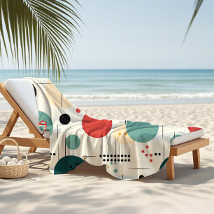 Mid century colorful geometric pattern beach towel