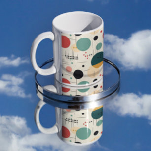 Mid century colorful geometric pattern coffee mug