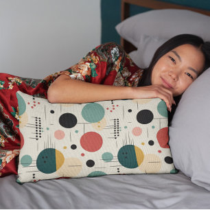 Mid century colorful geometric pattern pillowcase