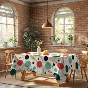Mid century colorful geometric pattern tablecloth