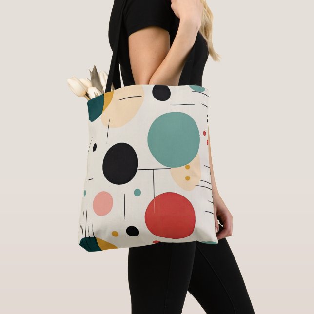 Mid century colorful geometric pattern tote bag (Close Up)