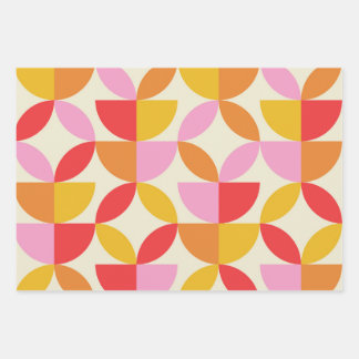 Mid Century Colorful Geometric shapes Wrapping Paper Sheet