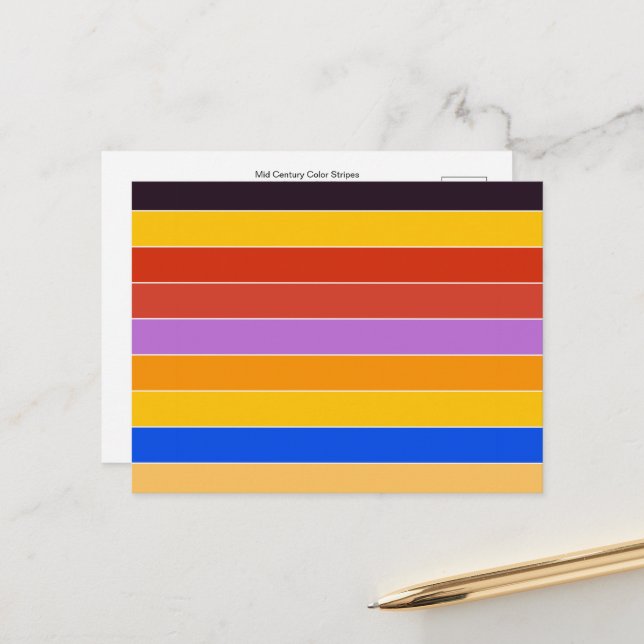 Mid Century Colour Stripes  Postcard (Front/Back In Situ)