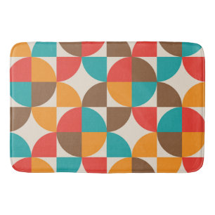 Mid Century Colourful Abstract Half Circles  Bath Mat