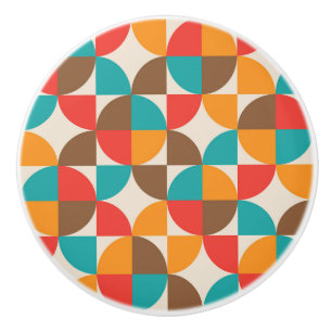 Mid Century Colourful Half Circles Pattern Ceramic Knob