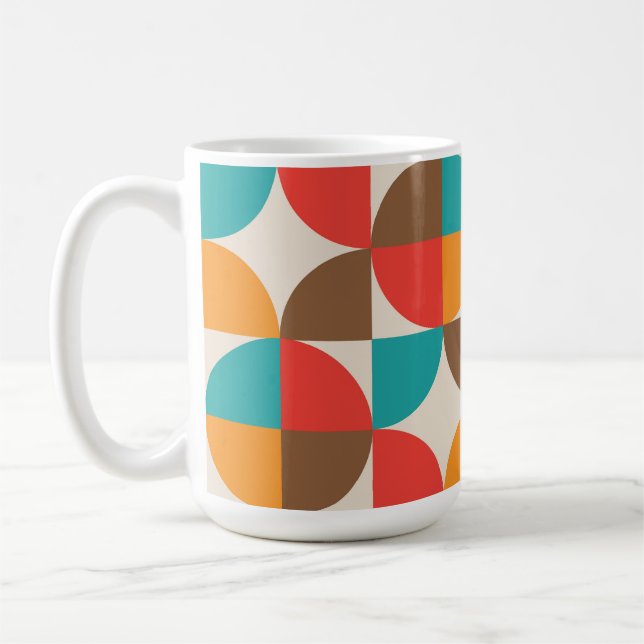 Mid Century Colourful Half Circles Pattern  Coffee Mug (Left)