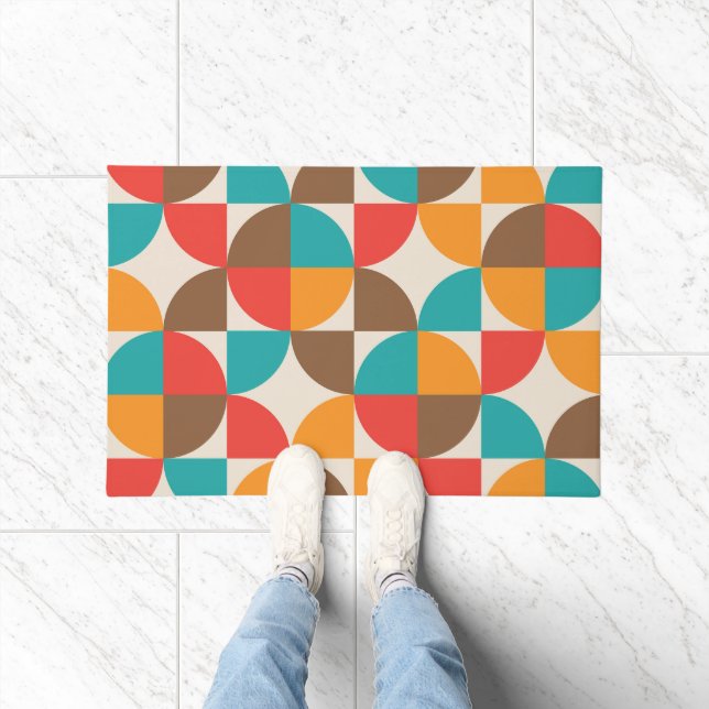 Mid Century Colourful Half Circles Pattern  Doormat (Indoor)