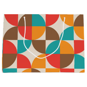 Mid Century Colourful Half Circles Pattern Large Gift Bag