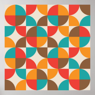 Mid Century Colourful Half Circles Pattern Modern  Poster