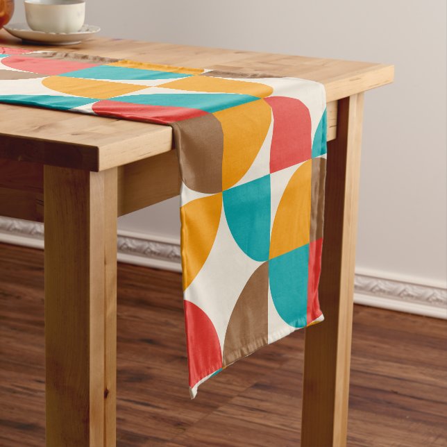 Mid Century Colourful Half Circles Pattern  Short Table Runner (In Situ)