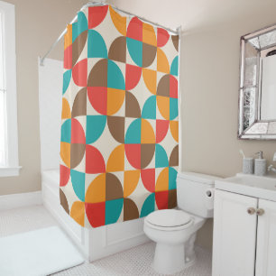 Mid Century Colourful Half Circles Pattern Shower Curtain