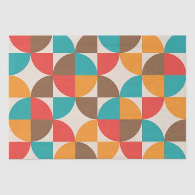 Mid Century Colourful Half Circles Pattern  Tissue Paper (Front)