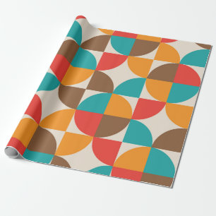 Mid Century Colourful Half Circles Pattern  Wrapping Paper