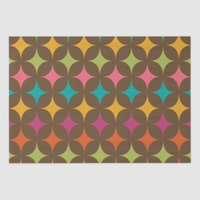 Mid Century Colourful Retro Starbursts Pattern  Tissue Paper (Front)