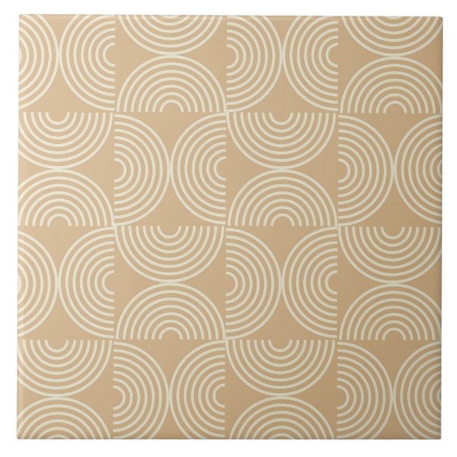 Mid Century Concentric Circles on neutral tan  Tile (Front)