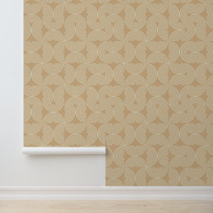 Mid Century Concentric Circles on neutral tan  Wallpaper