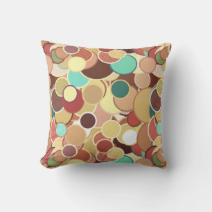 Mid-Century confetti dots - Earth colours Cushion