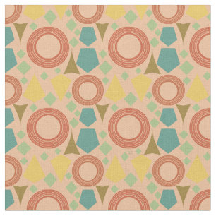 Mid Century Coral Geometric  Fabric
