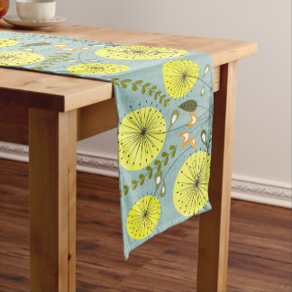 Mid-Century Dandelion Clocks Medium Table Runner