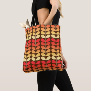 Mid Century Danish Leaves, Brown, Orange & Gold Tote Bag