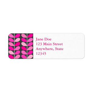 Mid Century Danish Leaves, Fuchsia Pink and Grey