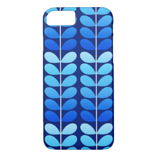 Mid Century Danish Leaves, Navy and Cobalt Blue Case-Mate iPhone Case