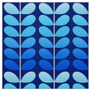 Mid Century Danish Leaves, Navy and Cobalt Blue Fabric