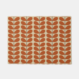 Mid Century Danish Leaves, Rust Brown and Beige Doormat