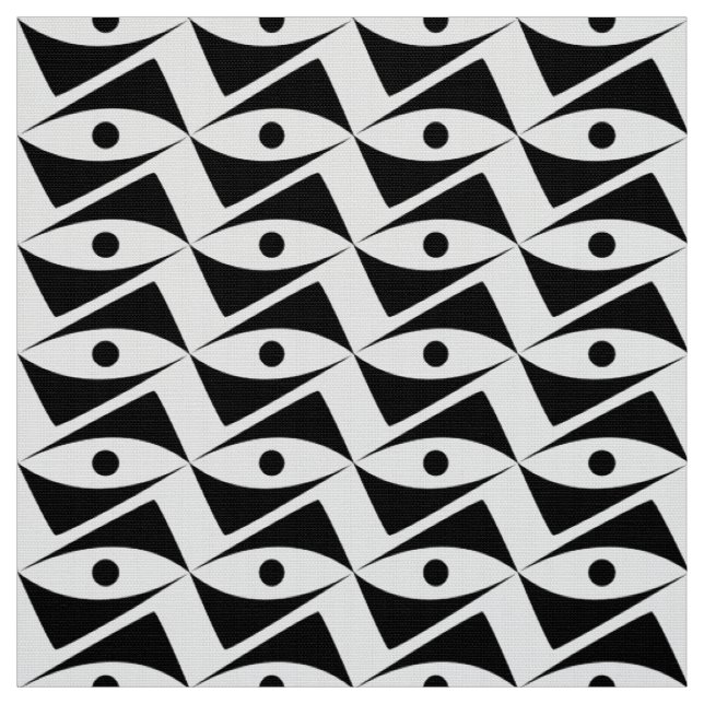 Mid-Century Delta Wings - black and white Fabric (Swatch)