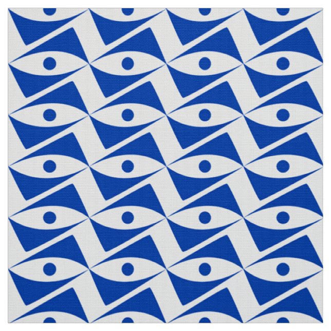 Mid-Century Delta Wings - cobalt and white Fabric (Swatch)