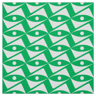 Mid-Century Delta Wings - jade green and white Fabric