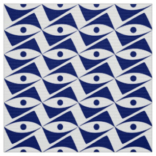 Mid-Century Delta Wings - navy and white Fabric